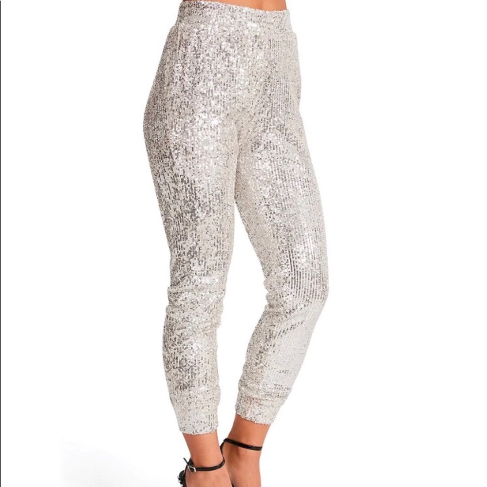 BB Dakota Glitter End Ankle Length Sequin Joggers